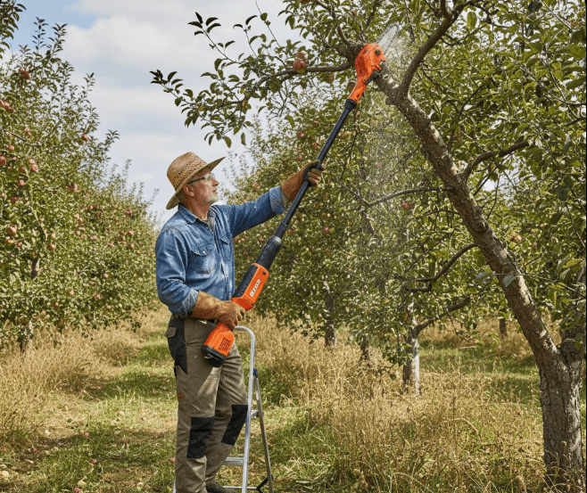 EFCO pruner being maintained with replacement parts