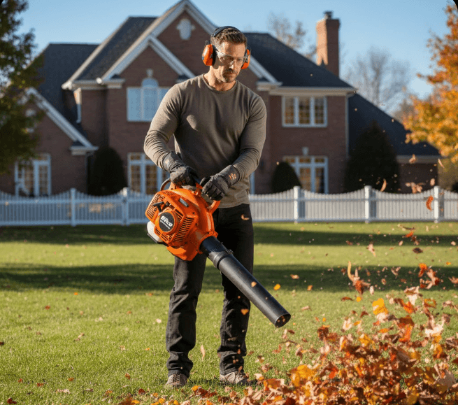EFCO leaf blower equipped with replacement grass collection components